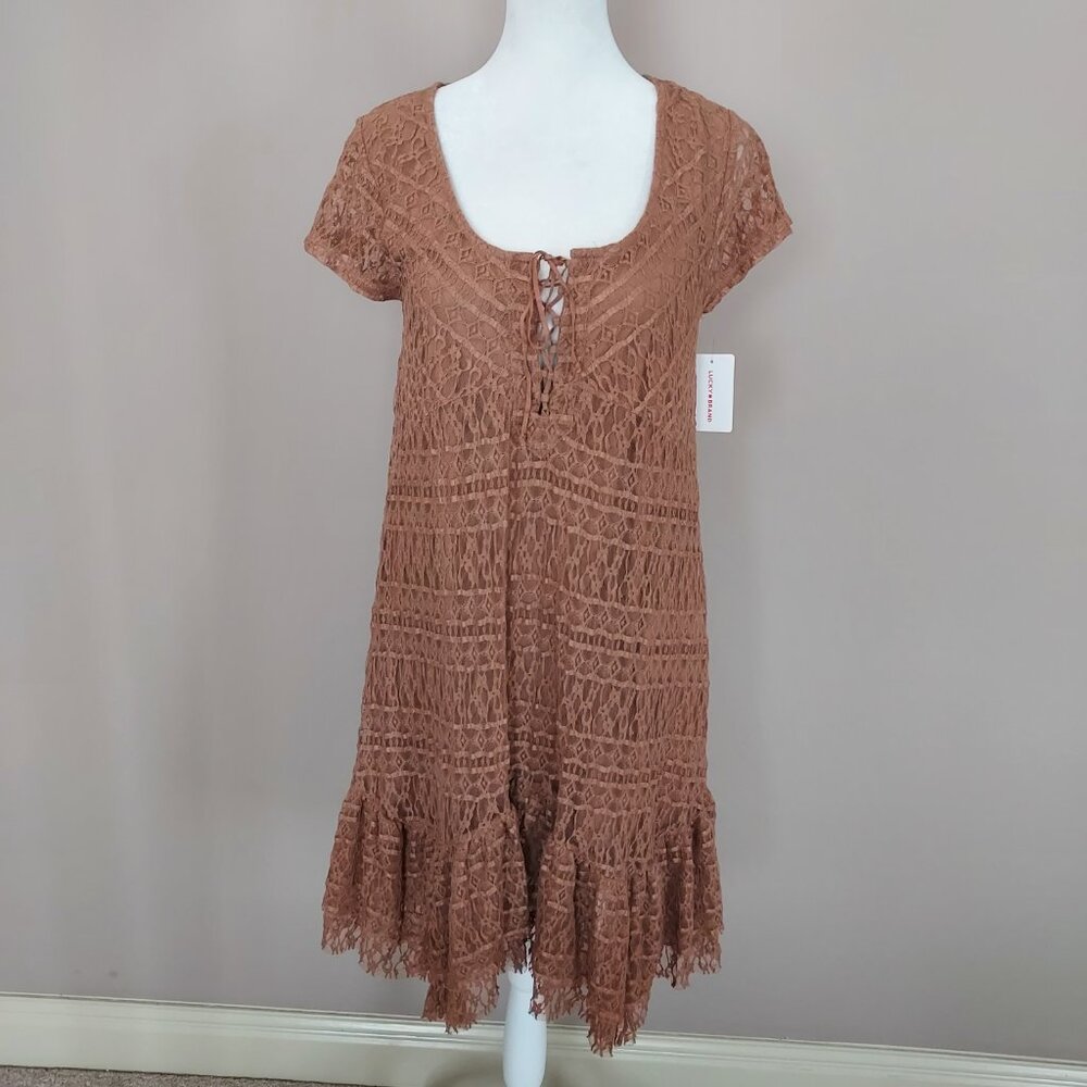Lucky Brand Short Sleeve Lace Mini Dress Size Med - Picture 6 of 12